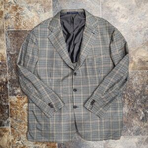 Napolisumisura Coat Blazer Men 48R Brown Check Notch Lapel 🇮🇹 Italy Windowpane